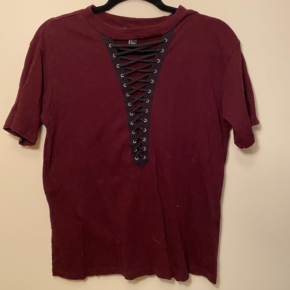 Red shirt lace up